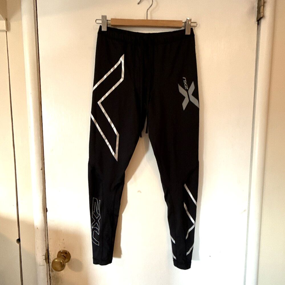 Mens 2XU Compression Tights Running Workout Pants Black/Silver | Men'sMedium